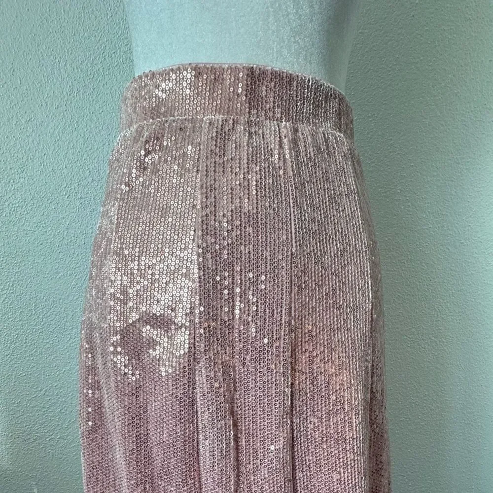 Isaac Mizrahi Live Pink Skirt Sequins Wearable Art Dressy Size S